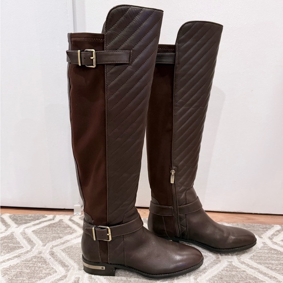 Vince Camuto Brown Leather Quilted Knee-High Boots/Women/ Size 7.5/ Like New - Picture 3 of 13